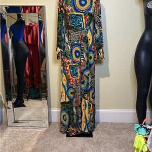 Multicolor Patterned Maxi Dress